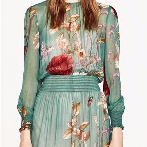 Zara woman floral chiffon dress - medium